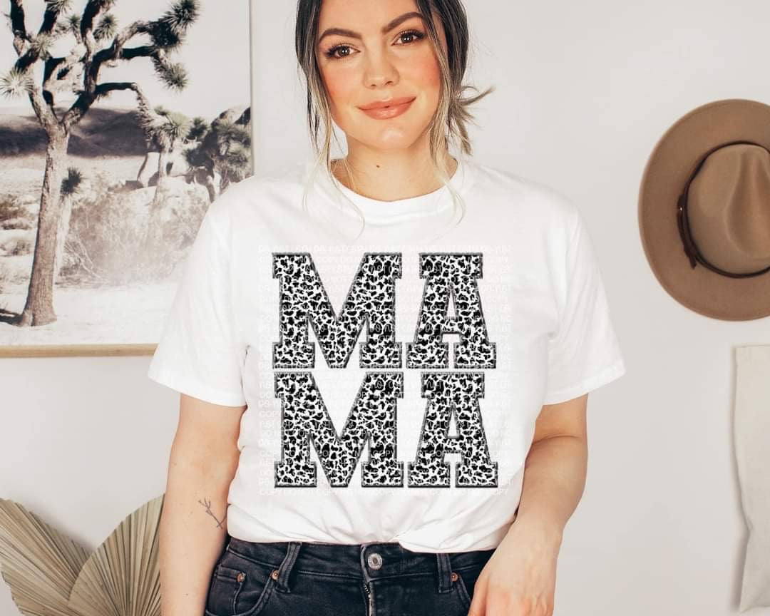 Mama leopard block letters ( ma on top of ma) DTF TRANSFER