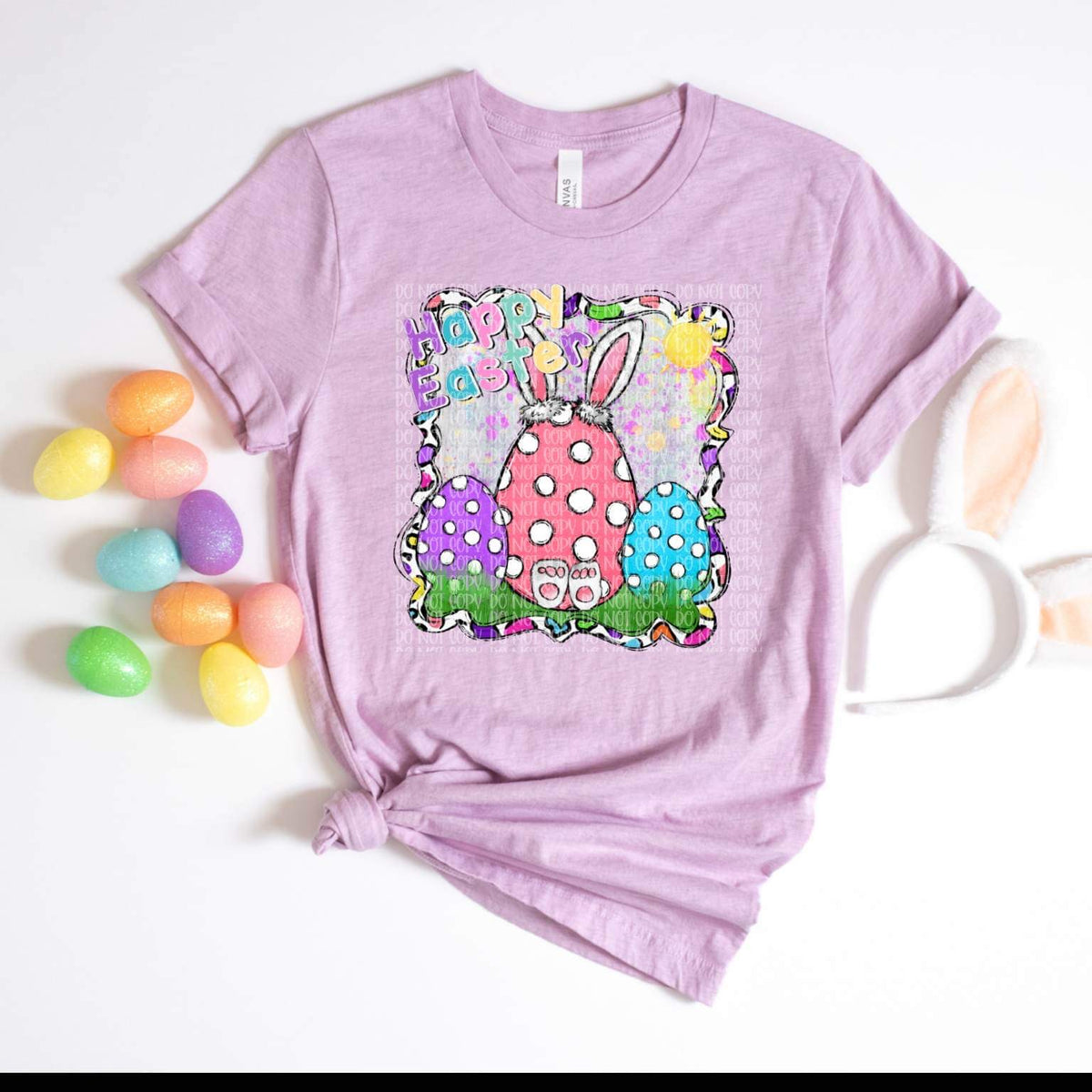 Happy Easter Eggs and Bunny Ears DTF TRANSFER