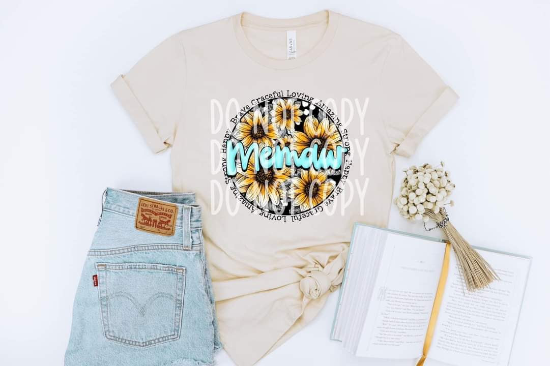 Happy Brave Graceful Loving Amazing MEMAW DTF TRANSFER