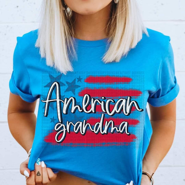 American Grandma (distressed stripes and stars) DTF TRANSFER