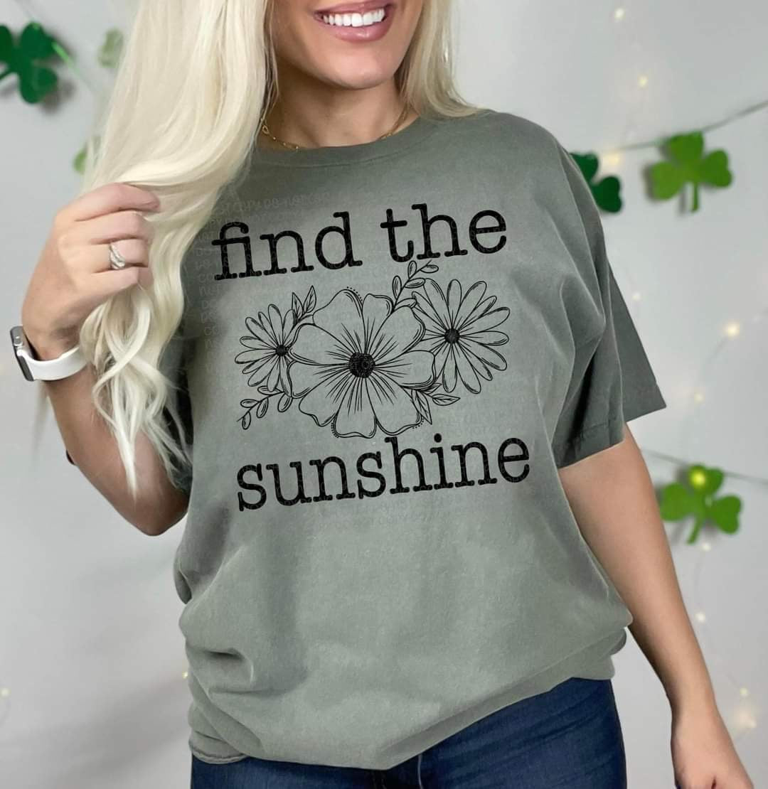Find the sunshine flowers black DTF TRANSFER