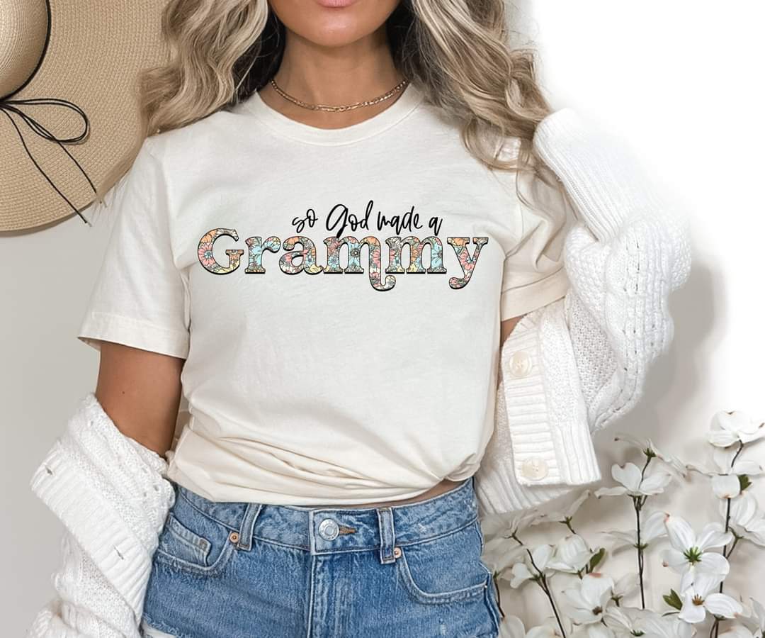 So God Made a Grammy Floral DTF transfer