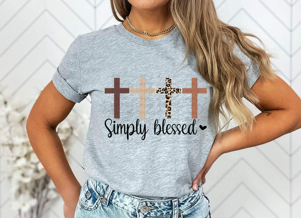 Simply Blessed Tan and Leopard DTF TRANSFER