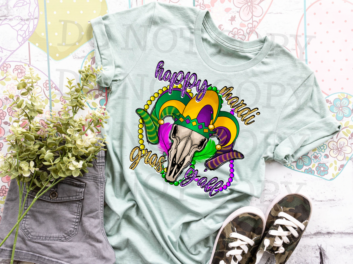 Happy Mardi Gras Y’all 104 DTF TRANSFER