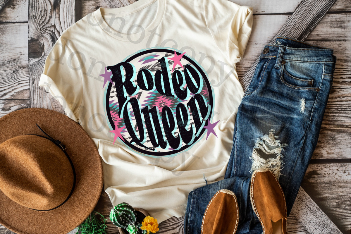 Rodeo Queen pink purple stars circle DTF TRANSFER