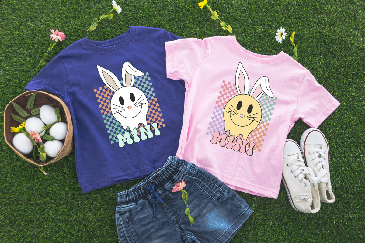 Mini Bunny Blue (checked retro) 75766 DTF transfer