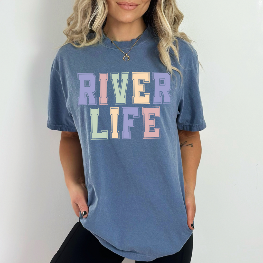 River Life Pastel Letters DTF transfer