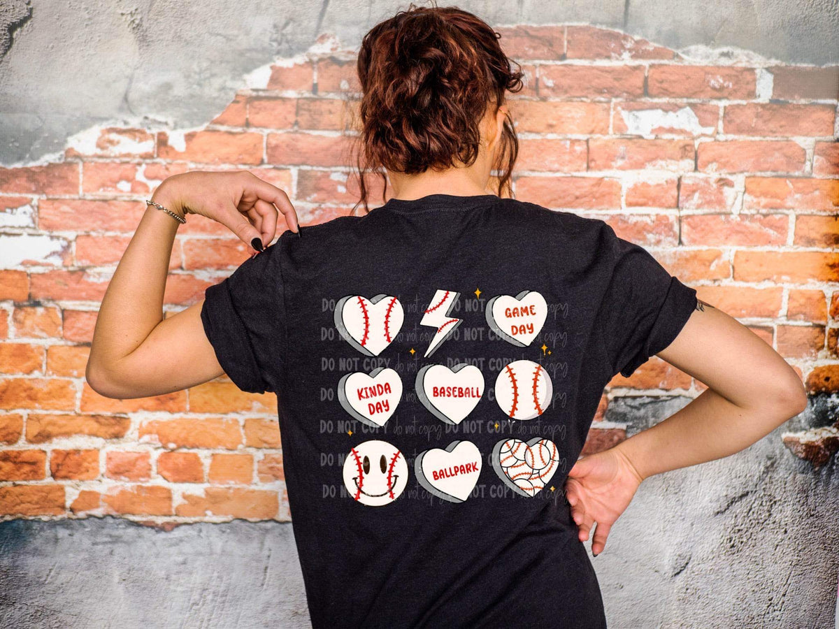 Baseballs Hearts Lightning Bolts DTF TRANSFER