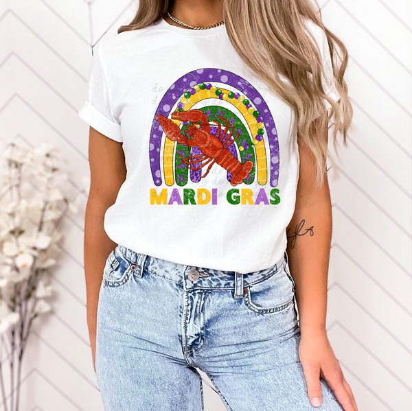 Mardi Gras (rainbow and craw fish) DTF transfer