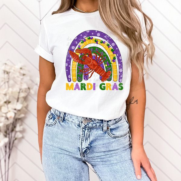 Mardi Gras (rainbow and craw fish) 75376 DTF transfer