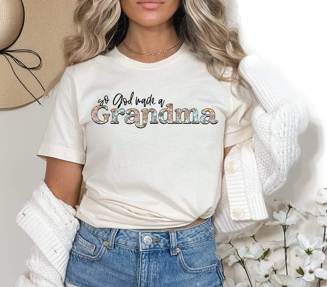 So God Made a Grandma Floral DTF transfer