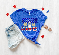 Stars and Stripes (bubble letter gold stars) DTF TRANSFER