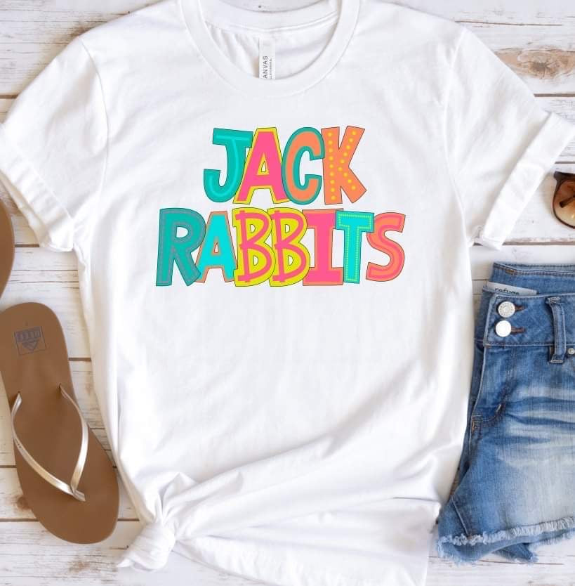 Jack rabbits colorful DTF transfer – Mud & Grace Transfers