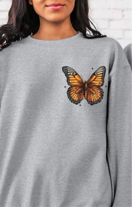 Orange butterfly pocket design CHOOSE SIZE DTF TRANSFER