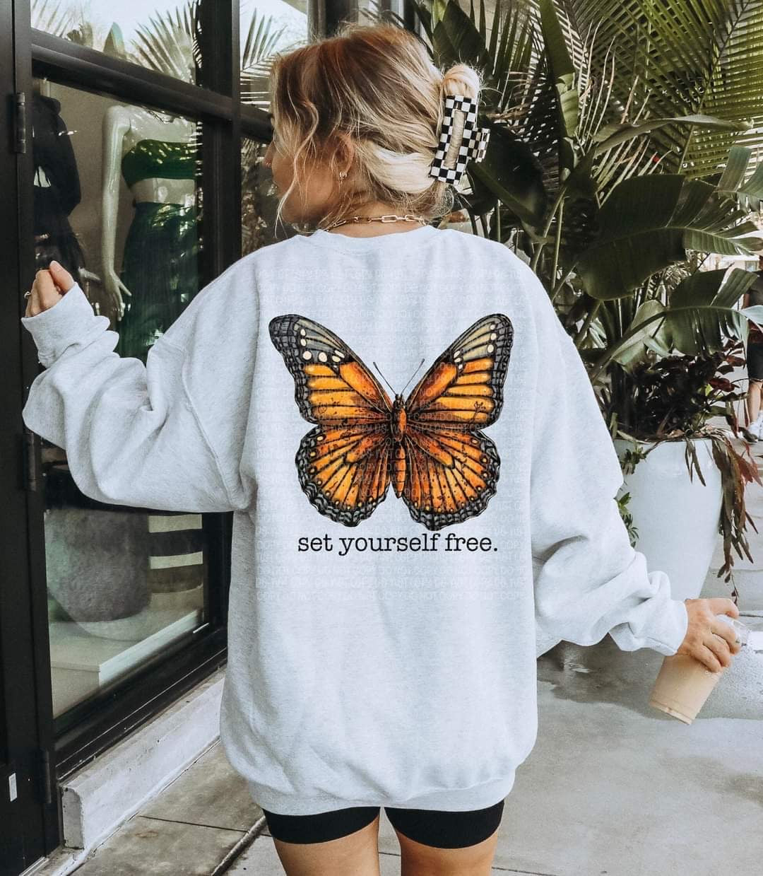Set yourself free orange and black BUTTERFLY DTF TRANSFER