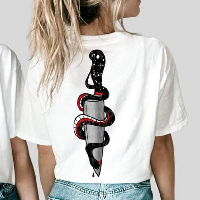 Karma Strikes Knife Back Print DTF TRANSFER