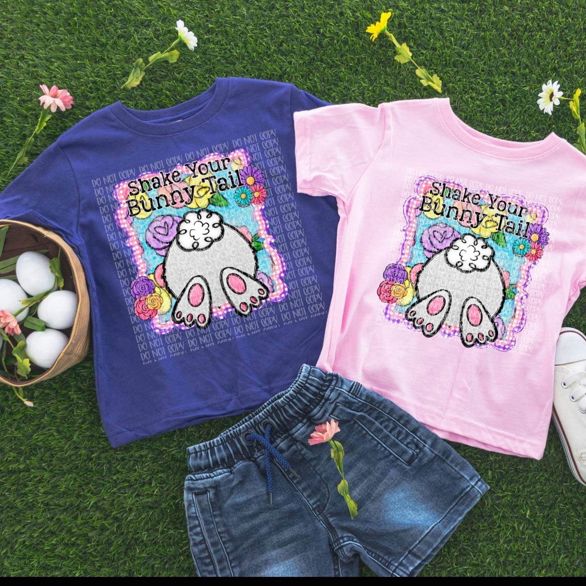 Shake Your Bunny Tail Bunny butt colorful DTF TRANSFER