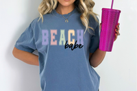 Beach Babe Pastel Letters DTF transfer