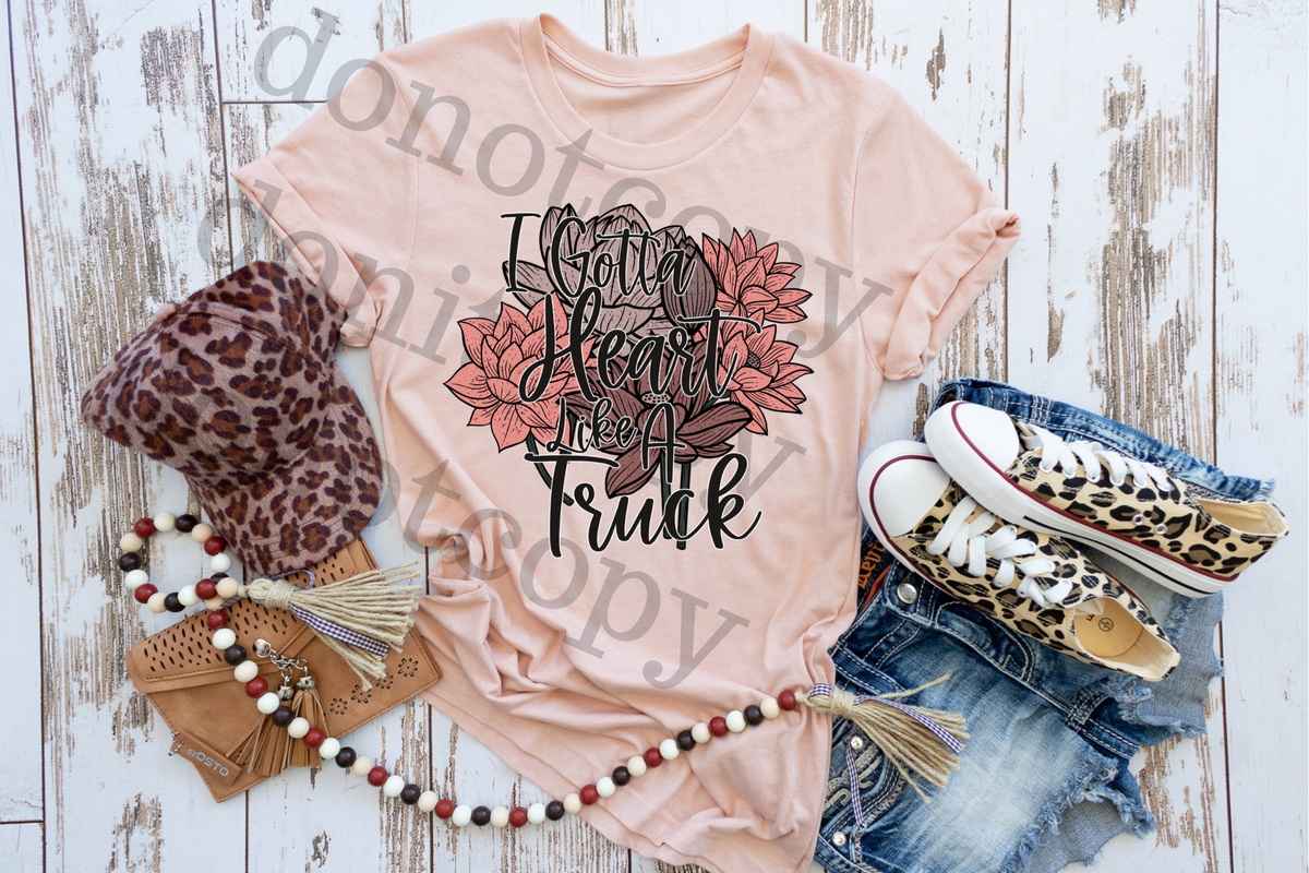 I Gotta Heart Like A Truck florals 112752 DTF TRANSFER