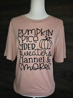 Pumpkin spice cider sweaters flannel & s’mores screen print transfer
