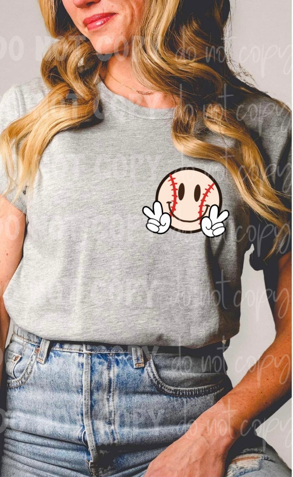 Baseball Smiley peace signs CHOOSE SIZE DTF transfer