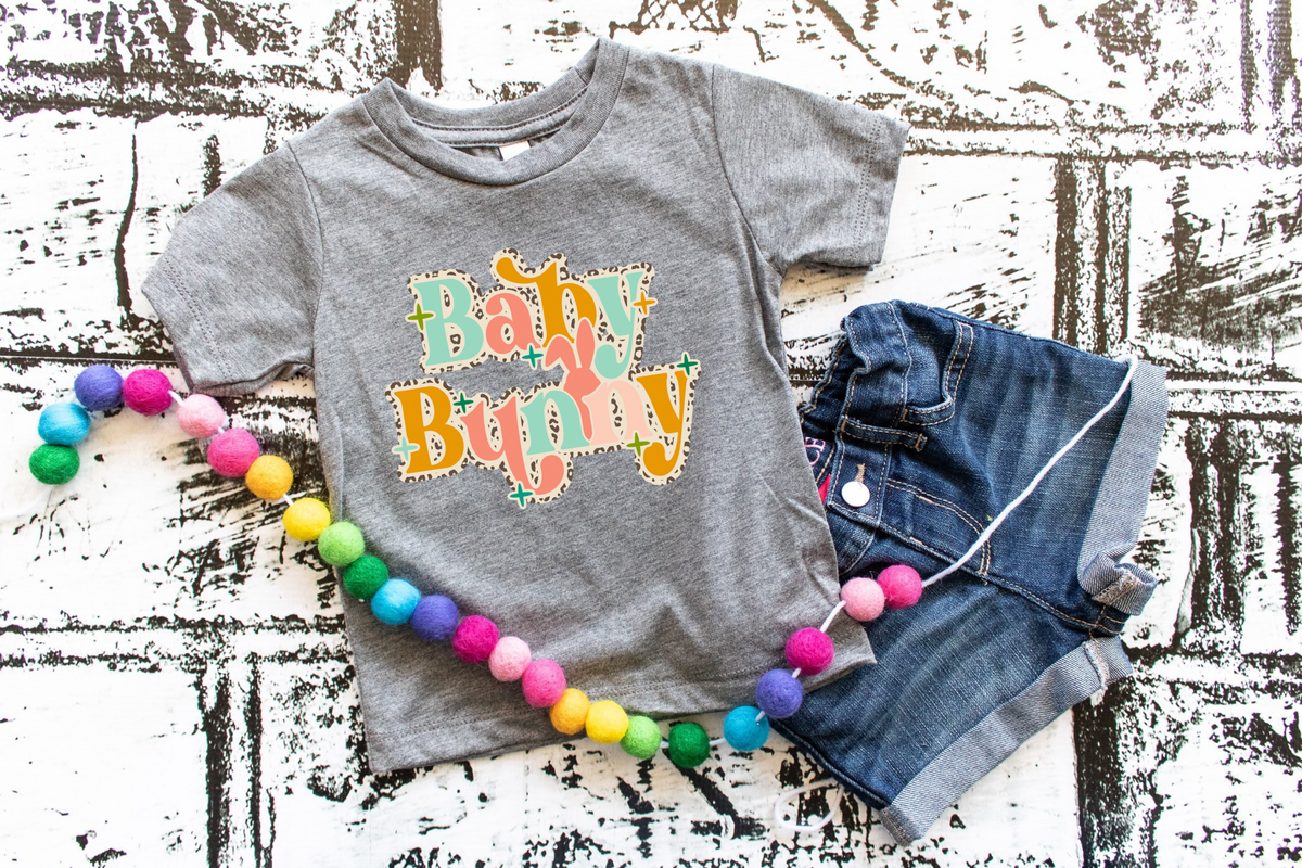 Baby Bunny leopard outline DTF transfer