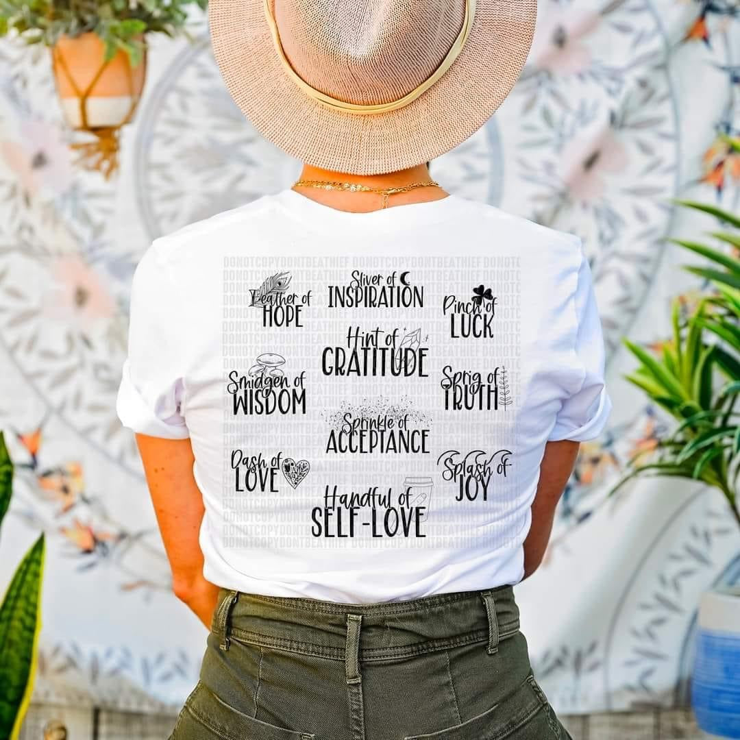 Positivity positions (sliver of inspiration, quotes) DTF transfer