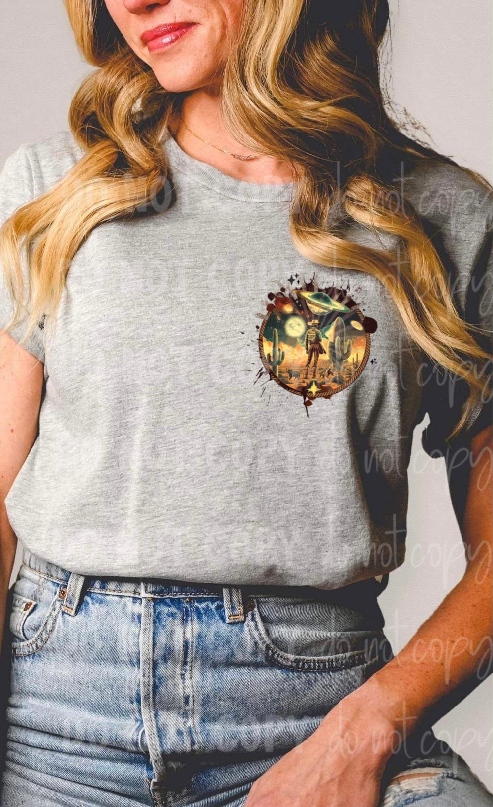 Cowboy cosmic circle (planets, cactus) CHOOSE SIZE DTF transfer