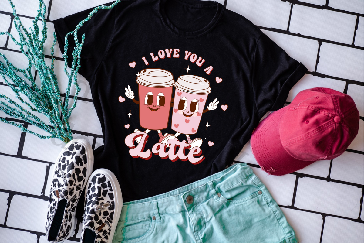 I Love You A Latte pink cups 112731 DTF TRANSFER