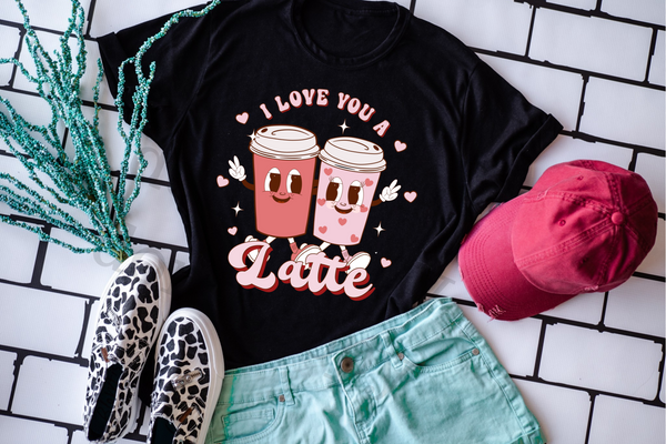 I Love You A Latte pink cups DTF TRANSFER