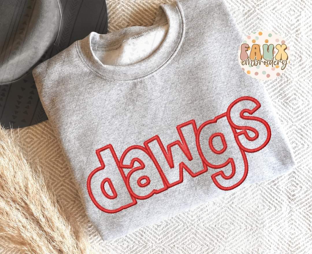 Faux embroidery dawgs DTF TRANSFER