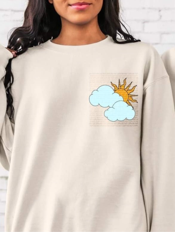 Clouds and sunshine pocket design CHOOSE SIZE DTF TRANSFER
