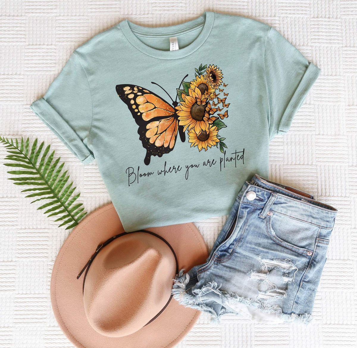 Bloom Where You Are Planted 020 (butterflies and sunflowers) DTF transfer