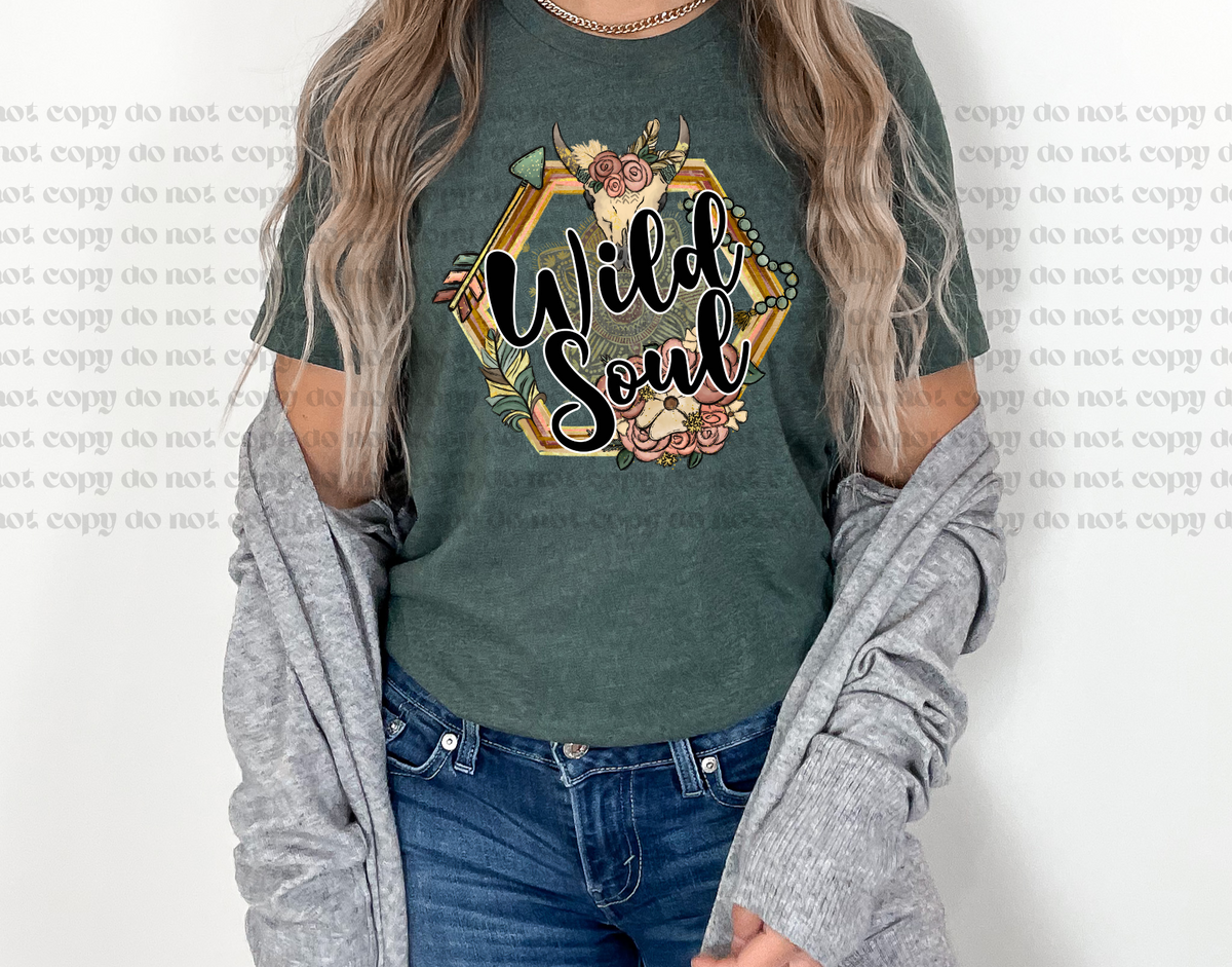Wild Soul Bull Head Florals Arrows 75405 DTF TRANSFER