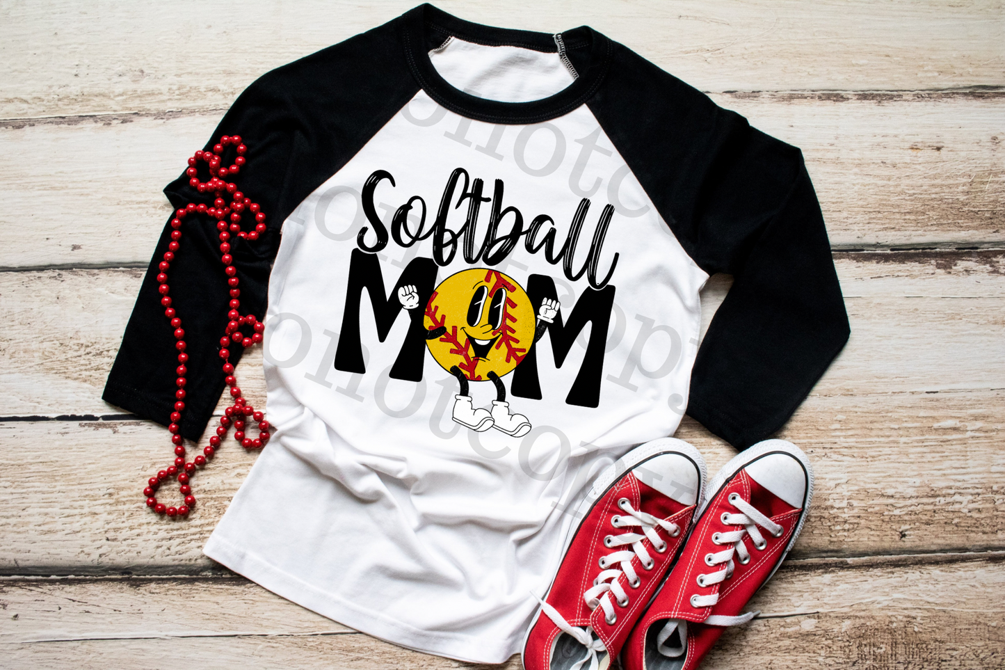 Softball Mom Groovy Retro Smiley DTF TRANSFER