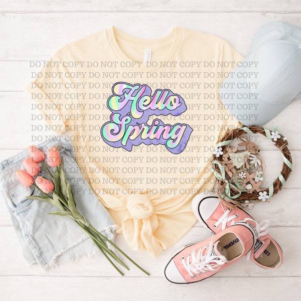 Hello Spring Rainbow Colors DTF TRANSFER