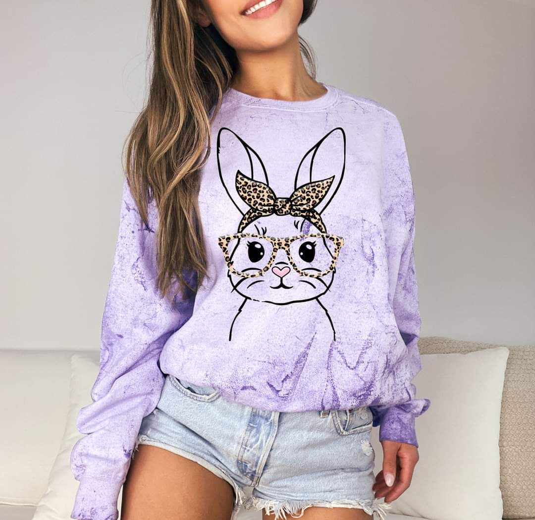 Nerdy Bunny with leopard glasses and bandana 22611  DTF transfer