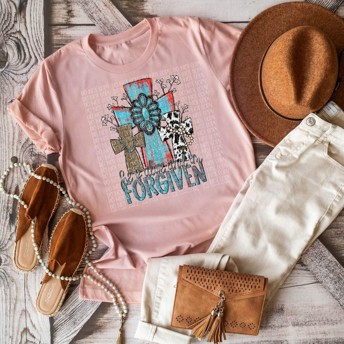 He is alive and I am forgiven cross trio DTF TRANSFER