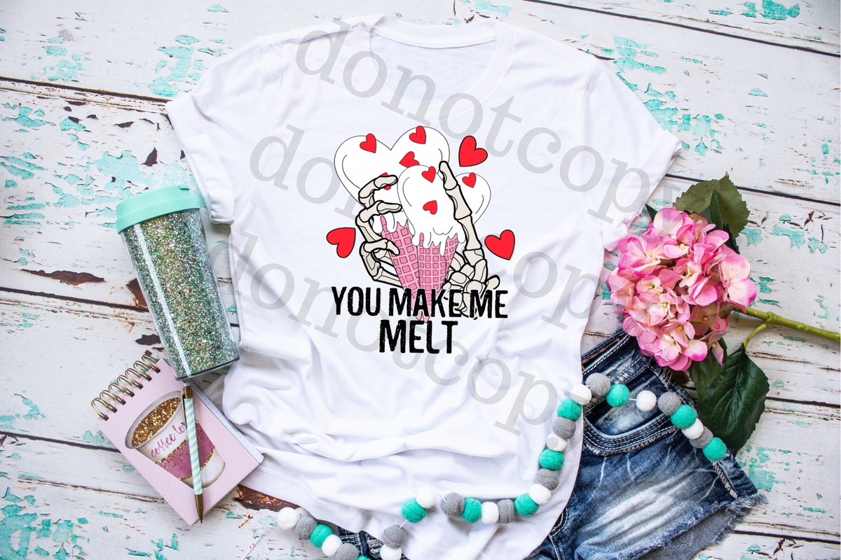 You make me melt Skelly ice cream (matching ice cream available for back and front prints) 112800 DTF TRANSFER