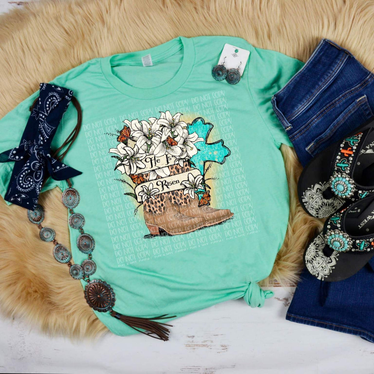 He Is Risen (boot) DTF TRANSFER