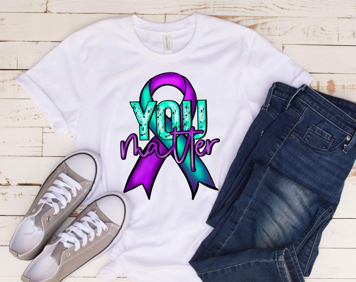 You matter purple and teal ribbon 112345 DTF TRANSFER