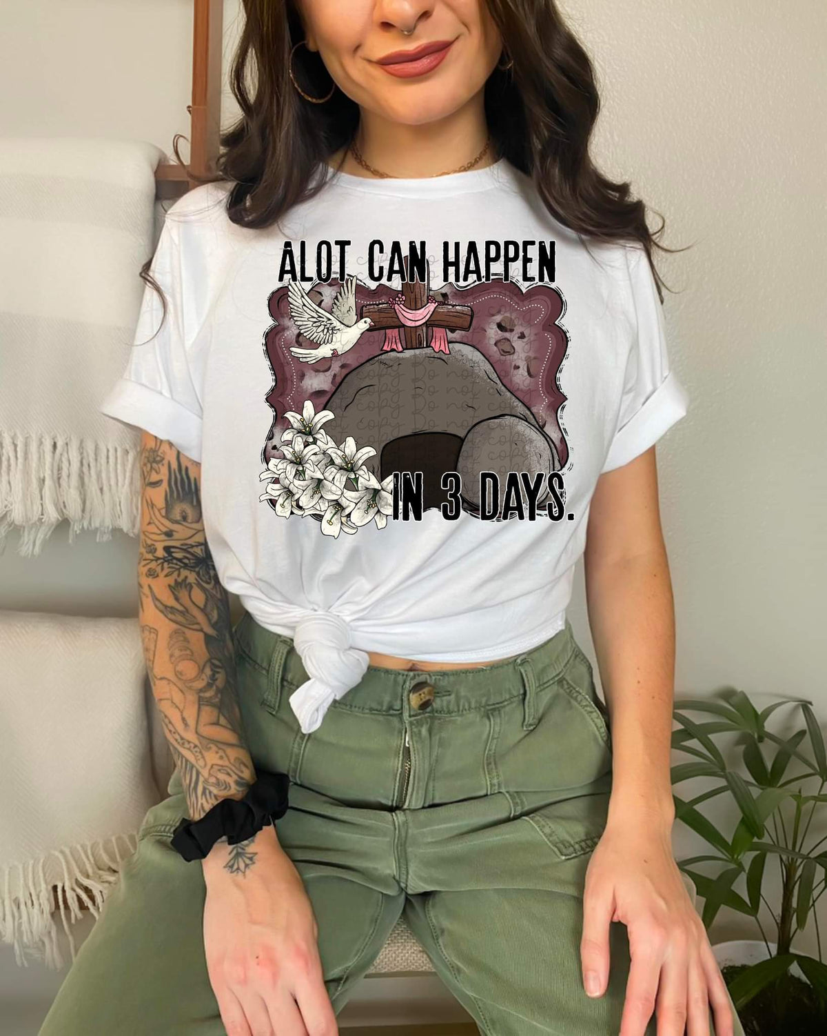 Alot can happen in 3 days wooden cross (square) 2808 DTF TRANSFER