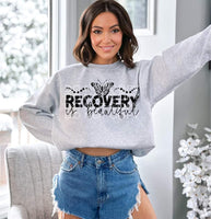 Recovery is beautiful black font DTF TRANSFER