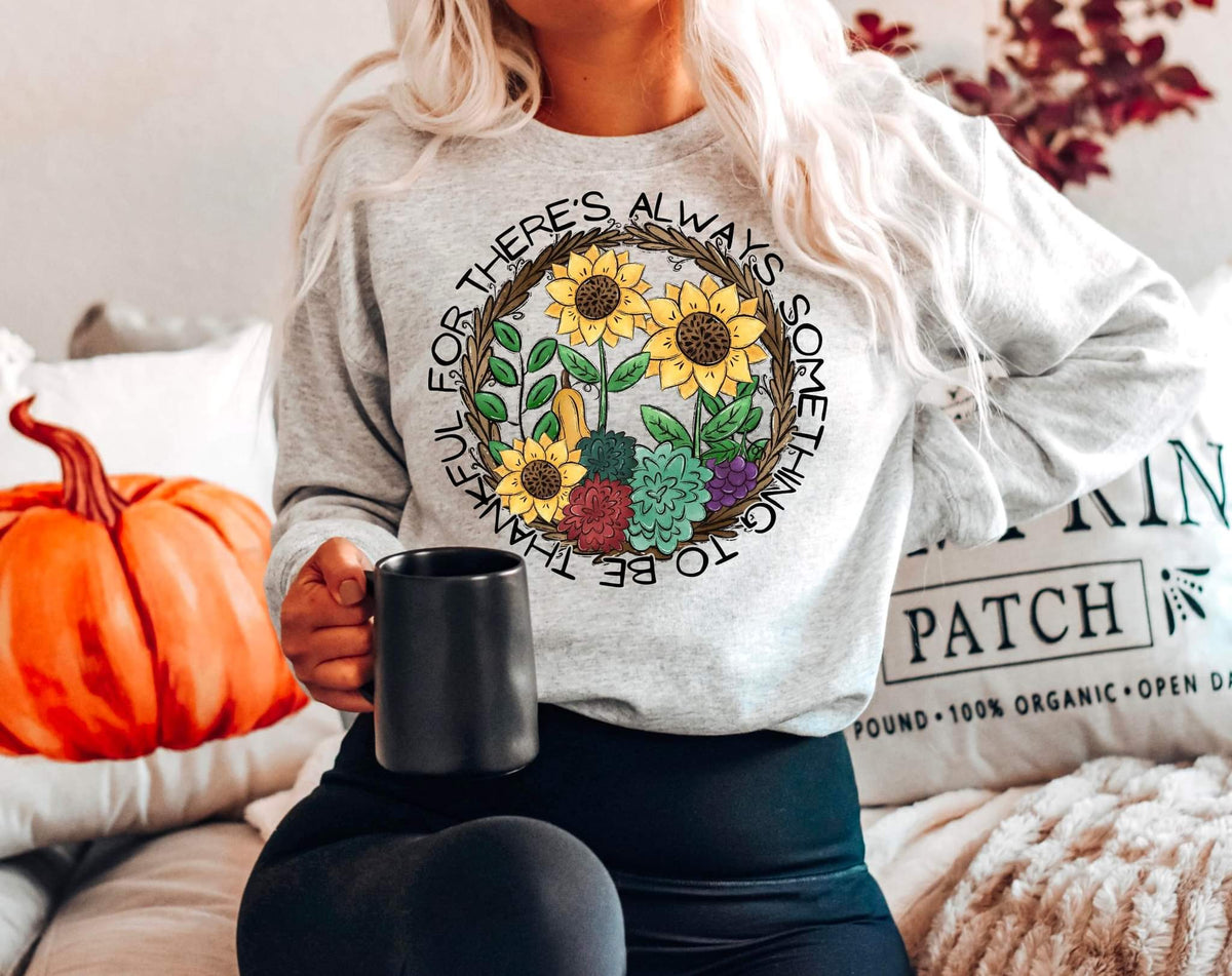 There's always something to be thankful for circle with sunflowers (exclusive) 8323 DTF TRANSFER