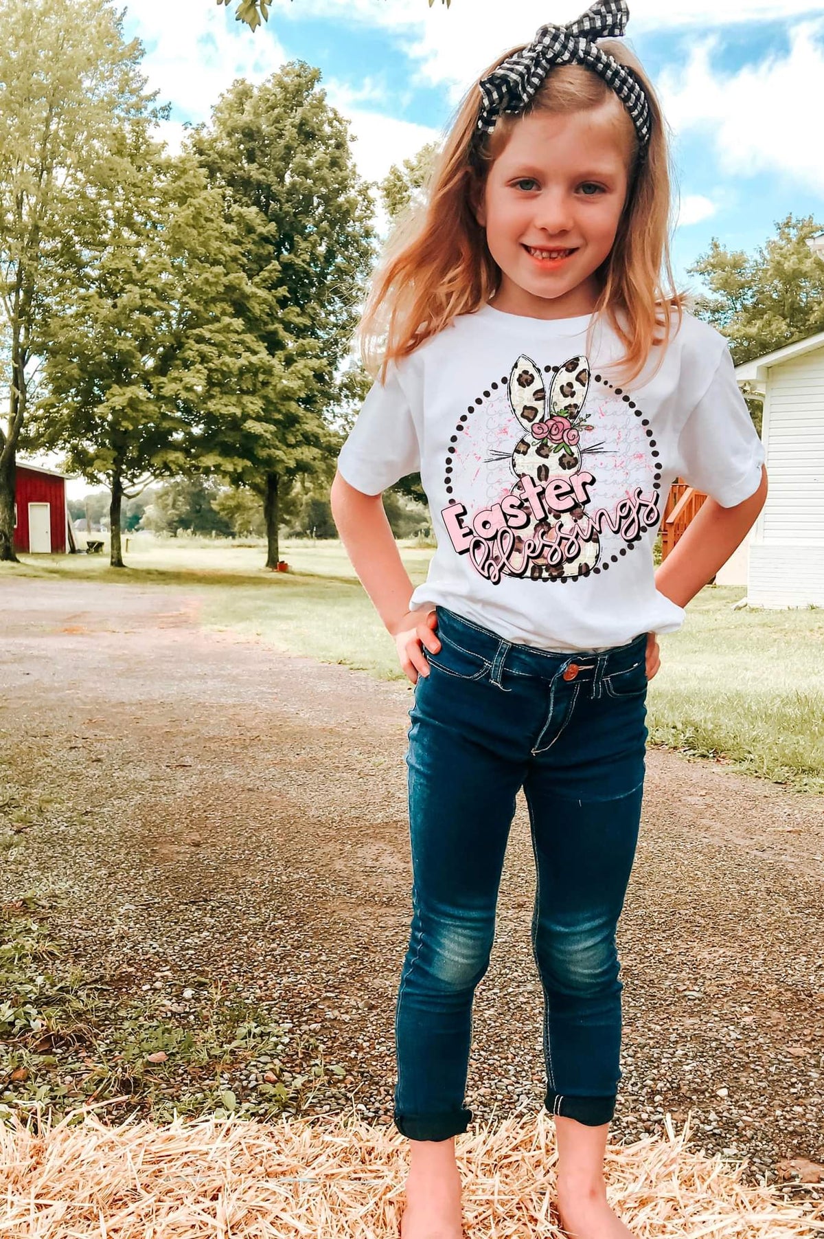 Easter blessings leopard bunny circle 2357 DTF TRANSFER