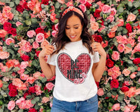 Be mine red heart with roses exclusive DTF TRANSFER