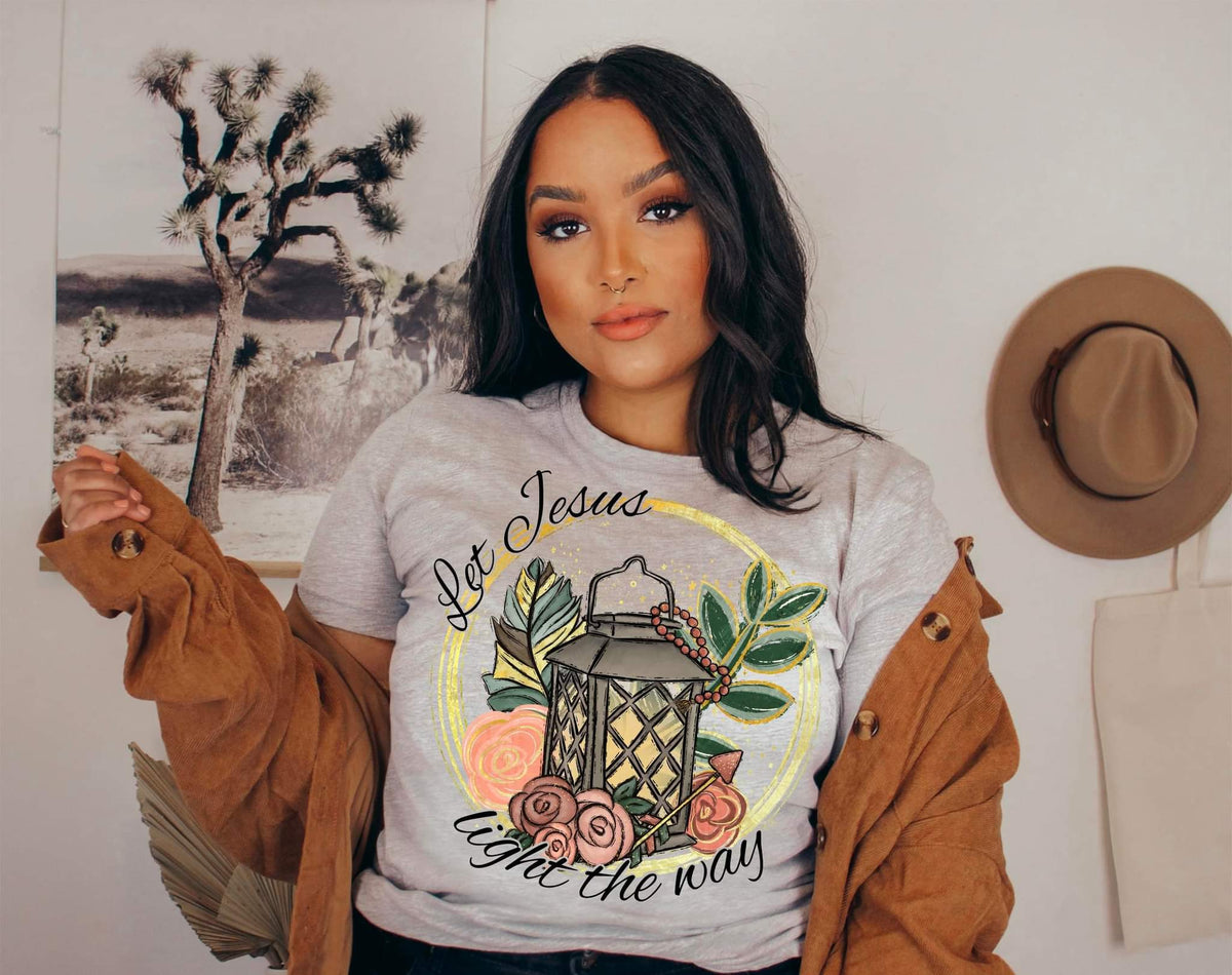 Let Jesus light the way circle with lantern (exclusive) 112137 DTF TRANSFER