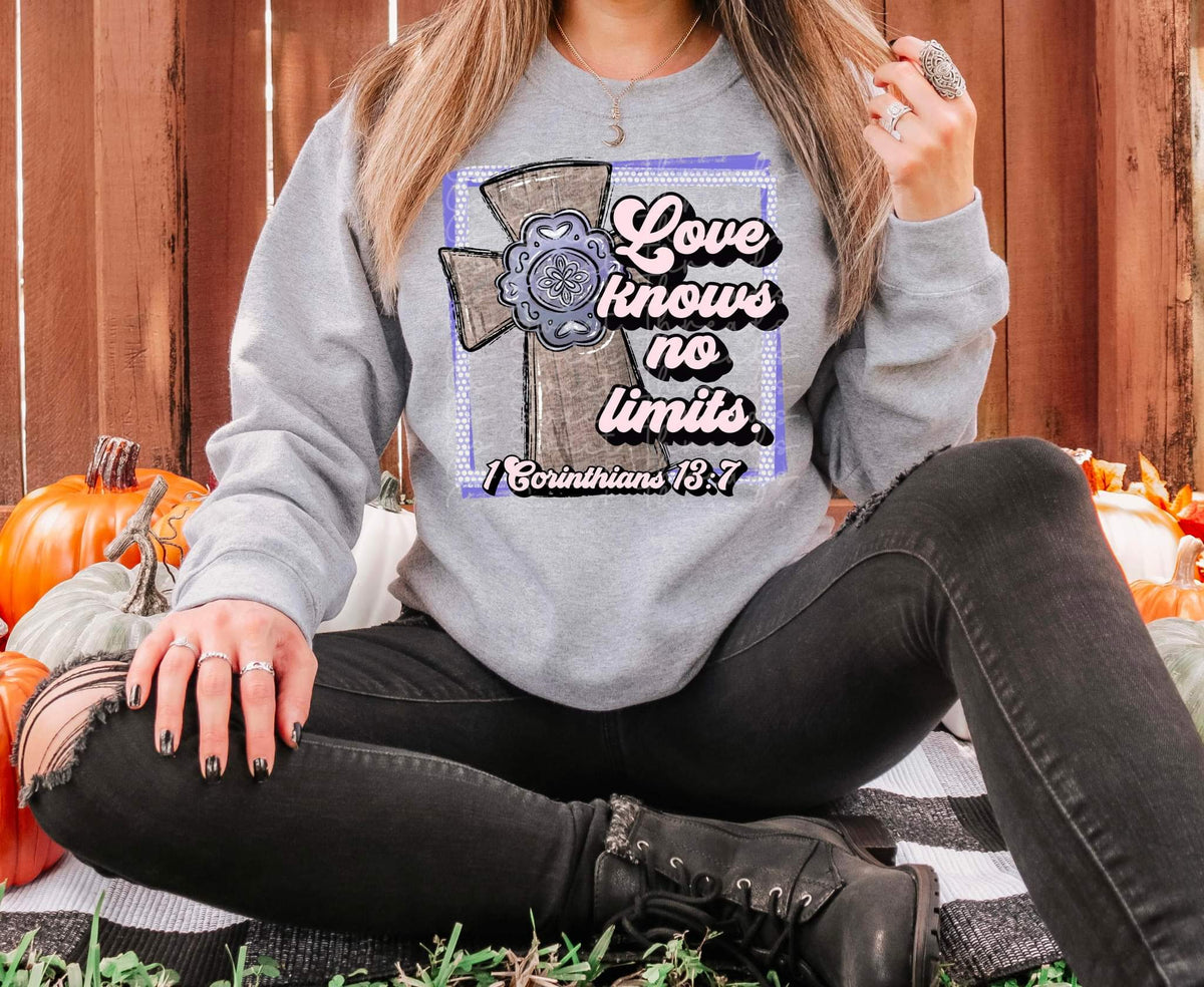 Love knows no limitels with cross in frame  DTF TRANSFER