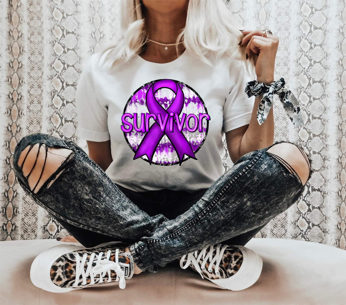 Survivor (purple circle with ribbon) 112149 DTF TRANSFER