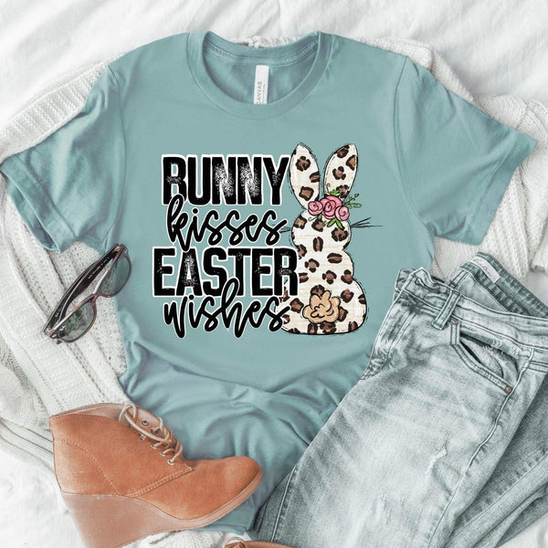 Bunny kisses and easter wishes leopard bunny DTF TRANSFER